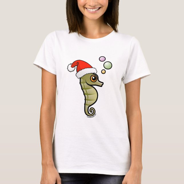 T-shirt Cartoon Seahorse Père Noël (Devant)
