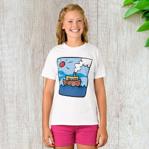T-shirt Cartoon Steamship sur Ocean Waves Art nautique