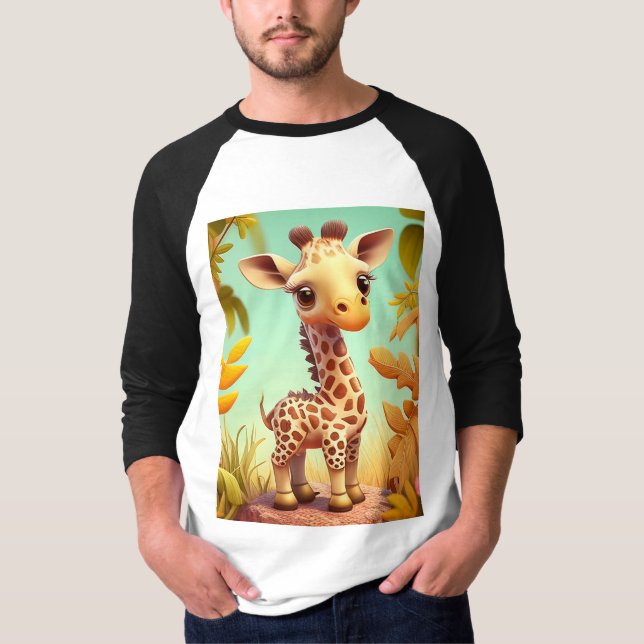 T-shirt Cartoon Tropical Cute Baby Giraffe (Devant)