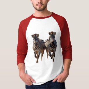 T-shirt Cartoon Zebras sur la course -Playful Savannah Sle