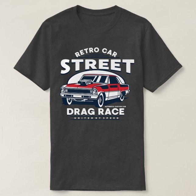 T-SHIRT CARTOUCHE DE VOITURE RETRO DRAG RACE (Design devant)