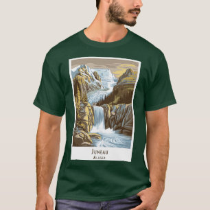 T-shirt Cascade vintage Retro Juneau Alaska et Glacier