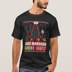 T-shirt Case manager Nurse Crew Christmas Tree Stéthoscop
