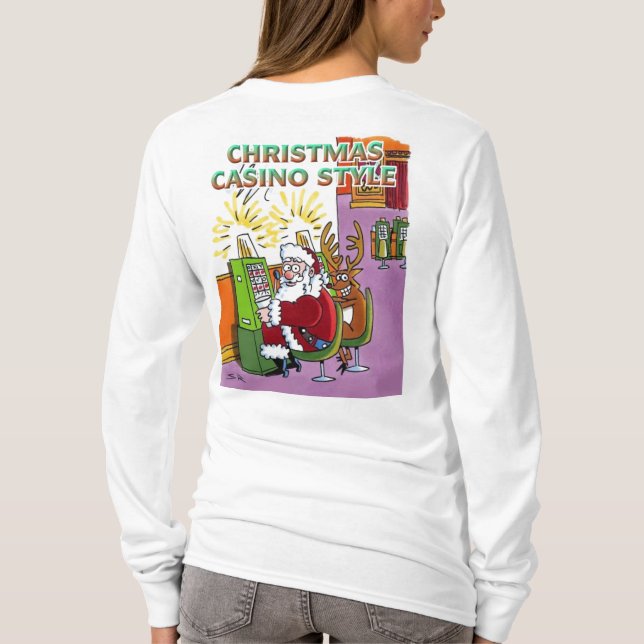 T-shirt Casino de Noël style femme blanc long dos chemise (Dos)