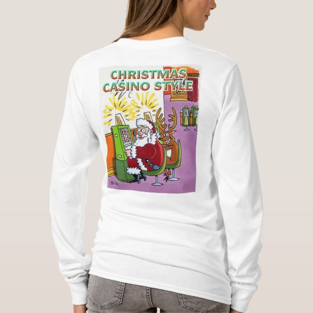T-shirt Casino de Noël style femme blanc long dos chemise (Dos)