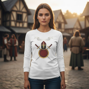 T-shirt Casque Chevalier Médiéval Crest Bouclier des épées