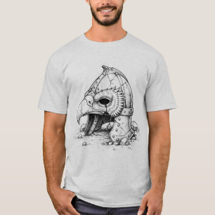 T-shirt Casque de guerrier corbeau sombre – Croquis gothiq