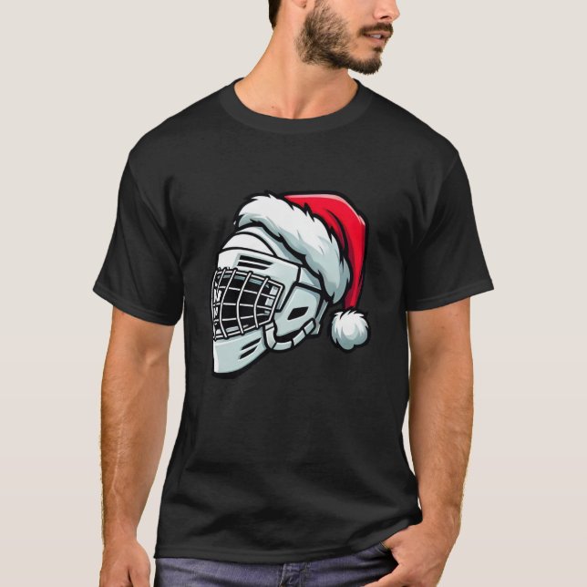 T-shirt Casque de hockey sur glace amusant Santa Hat Noël (Devant)
