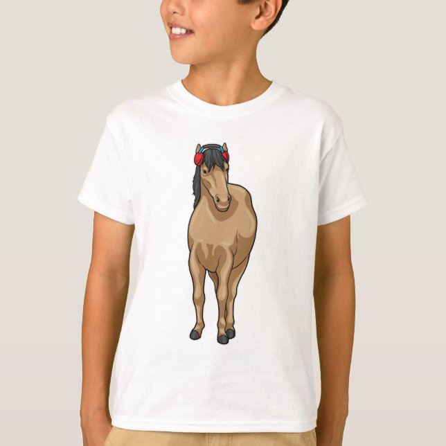 T-shirt Casque de musique à cheval (Devant)