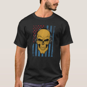 T-shirt Casque de musique crâne House Tecno Party Mix Mus