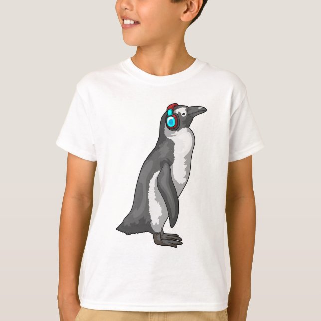 T-shirt Casque de musique Penguin (Devant)