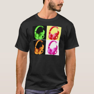 T-shirt Casque de quatre couleurs Pop Art Tête Téléphone