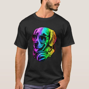 T-shirt Casque DJ Golden Retriever Musique Rétro Amour de