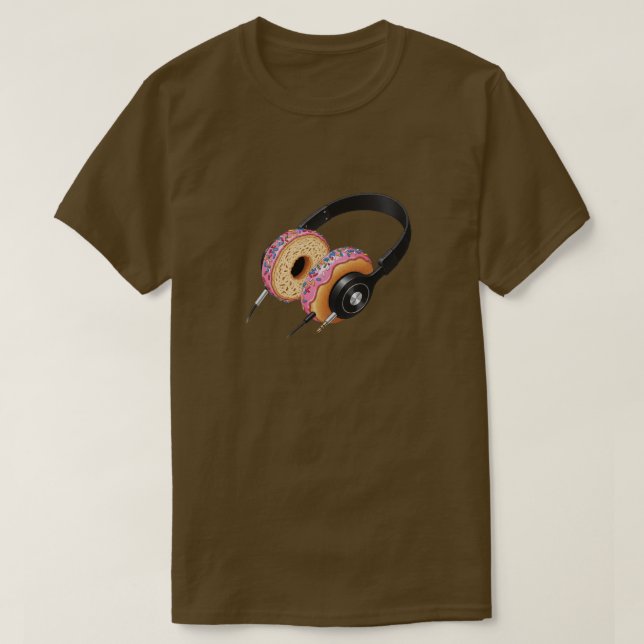 T-shirt casque Donut | Drôle DJ Music Tee (Design devant)