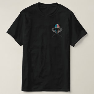 T-shirt Casque Et Bâton Lacrosse Drapeau Américain