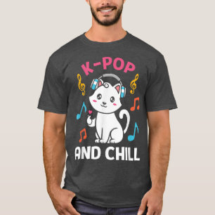 T-shirt Casque Kpop And Chill Cat Musique Kawaii 1540