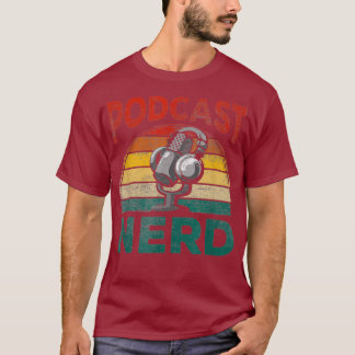 T-shirt Casque Microphone Nerd Retro Podcast