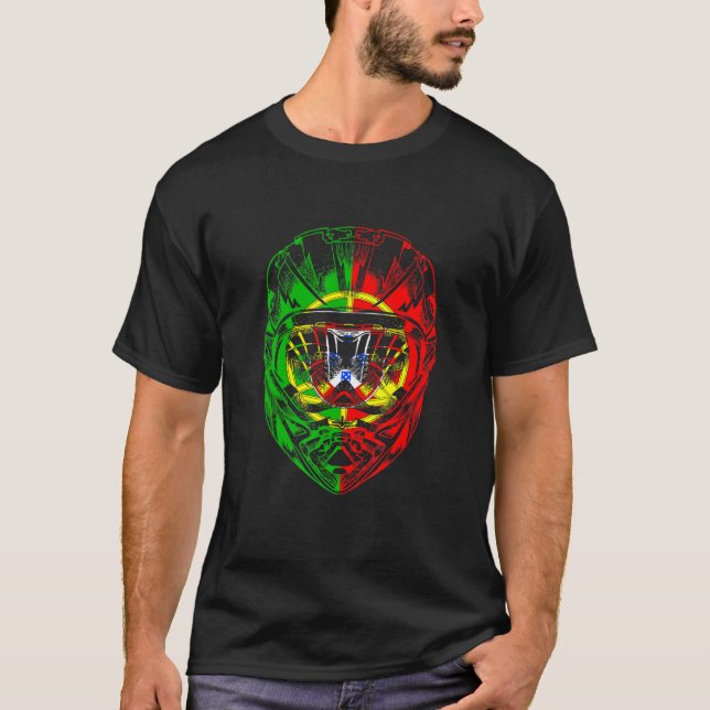 T-shirt Casque moto VTT Portugal Drapeau (Devant)