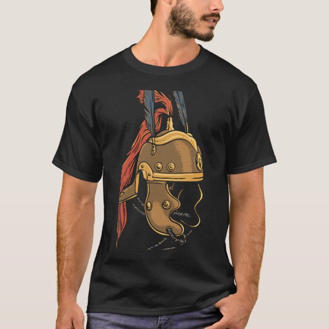 T-shirt Casque romain moderne Art Noir tendance (Devant)