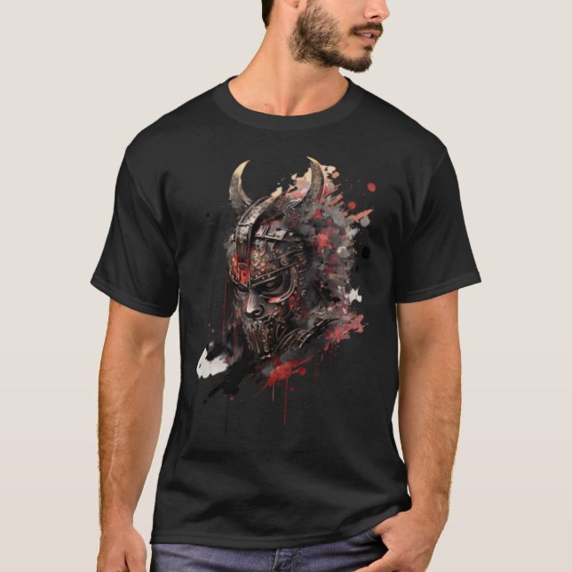 T-shirt Casque Samurai Guerrier Bushido Oni Masque japonai (Devant)