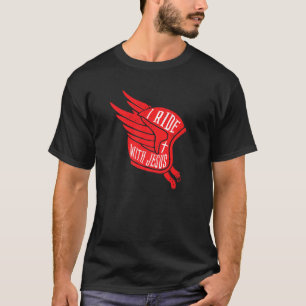 T-shirt Casque vintage Moto À Riding I Ride Avec Jésus
