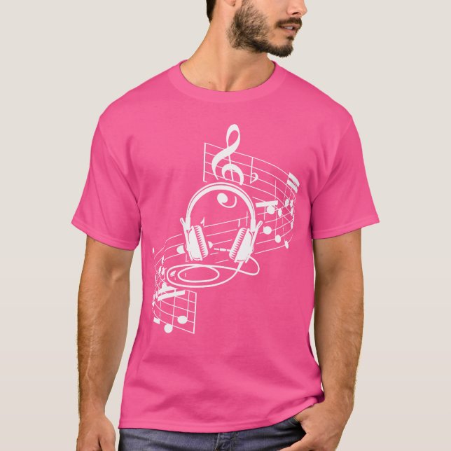T-shirt Casques de feuille de musique Clef Notes musicales (Devant)