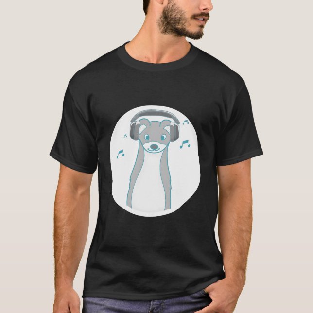 T-shirt Casques de musique animale de la forêt de Weasel (Devant)