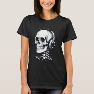 T-shirt Casques DJ Skeleton Casque Éffrayant Musicien du c