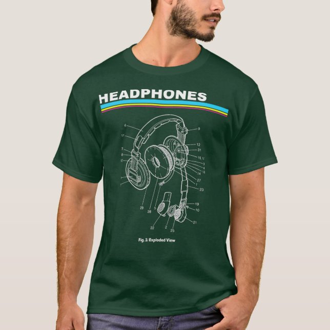 T-shirt Casques DJ - Vue éclatée Disque Jockey (Devant)