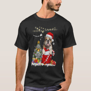 T-shirt Casquette anglais Bulldog Père Noël Lights Christm