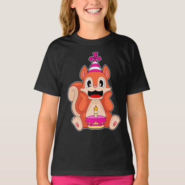 T-shirt Casquette de fête d'anniversaire de l'écureuil (Devant)