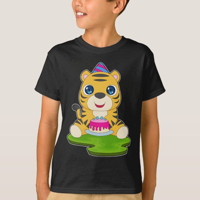T-shirt Casquette de fête d'anniversaire de Tiger (Devant)