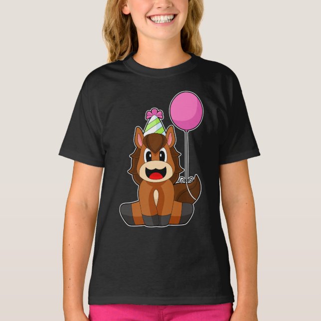 T-shirt Casquette de fête d'anniversaire du cheval (Devant)