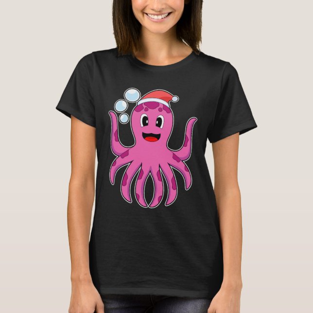 T-shirt Casquette de Noël Octopus (Devant)