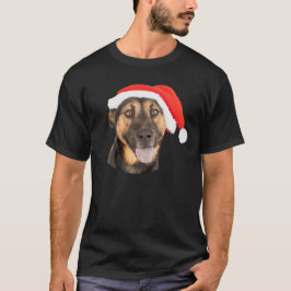 T-shirt Casquette de Père Noël de Noël de chien de berger