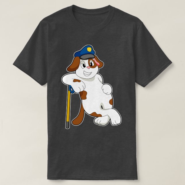 T-shirt Casquette de police de chien (Design devant)