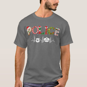 T-shirt Casquette de police Heartbeat Noël du Père Noël Ne