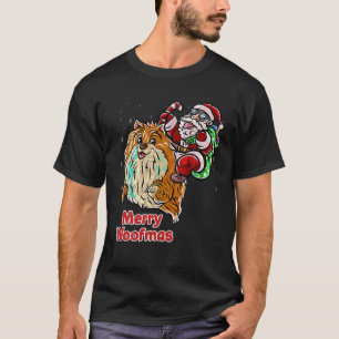 T-shirt Casquette du Père Noël de Poméranie Joyeux chien d