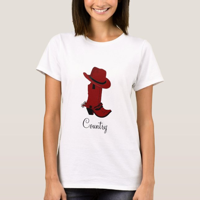 T-shirt Casquette et bottes rouge du pays (Devant)