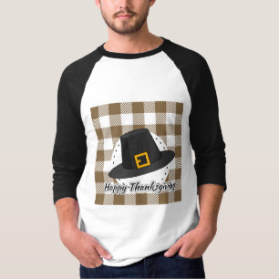 T-shirt Casquette pèlerin noir sur plan Brown - Thanksgivi
