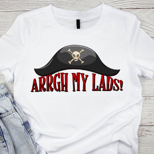 T-shirt Casquette pirate noir avec un texte rouge 'Argh My