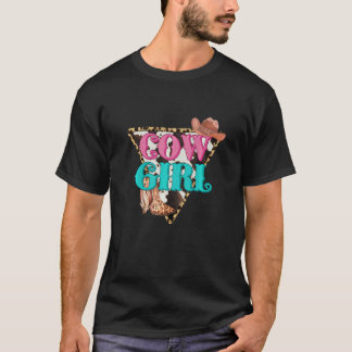 T-shirt Casquette triangle Empreinte de léopard Cowgirl