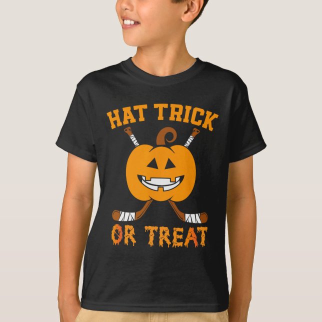 T-shirt Casquette Trick Ou Traiter Amusant Hockey Sur Glac (Devant)