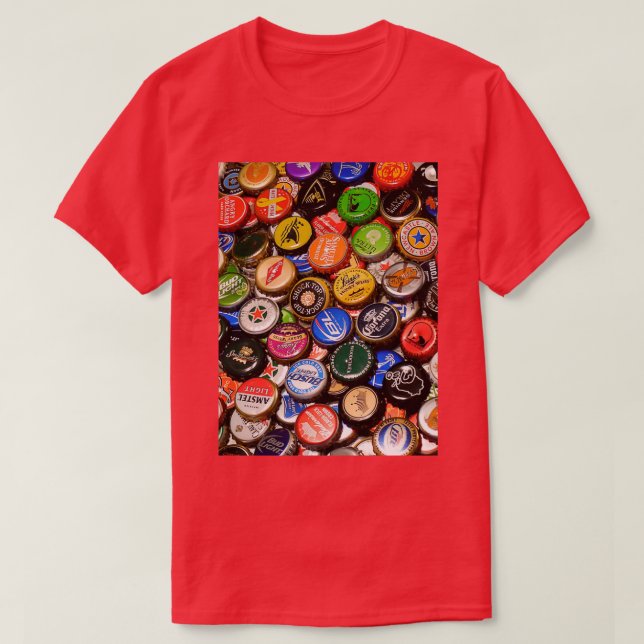 T-shirt Casquettes de bouteille de bière (Design devant)