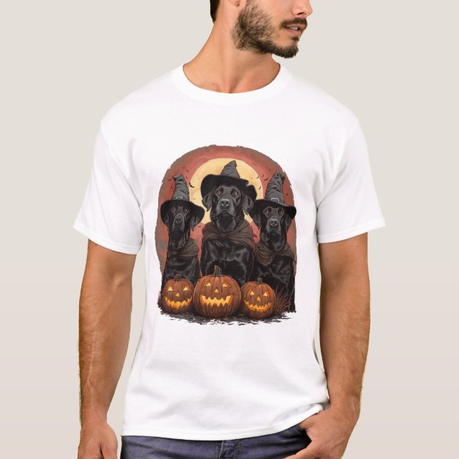 T-shirt Casquettes de sorcière pour chiens de trieuse d'Ha (Devant)
