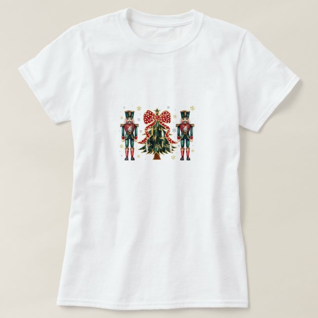 T-shirt Casse-noix festives et conception d'arbres de Noël (Design devant)
