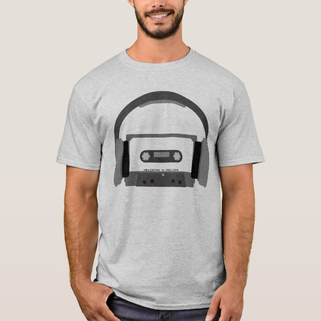 T-shirt Cassette avec des écouteurs (Devant)