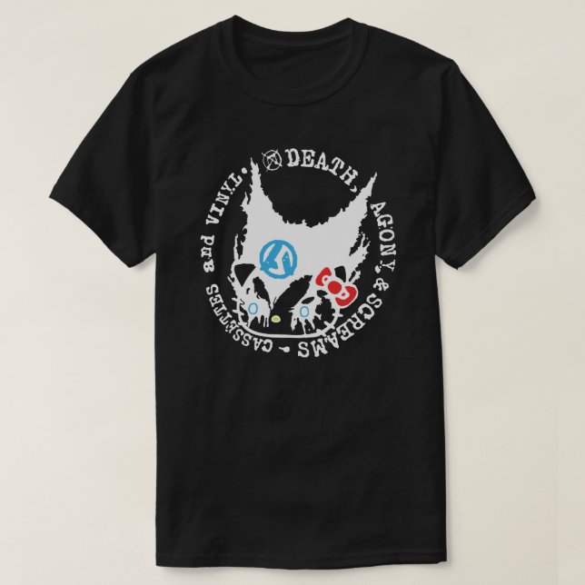 T-shirt Cassettes de mort, d'agonie et de cris et vinyle (Design devant)