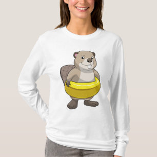 T-shirt Castor à la natation avec anneau de natation