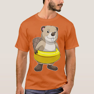 T-shirt Castor à la natation avec anneau de natation